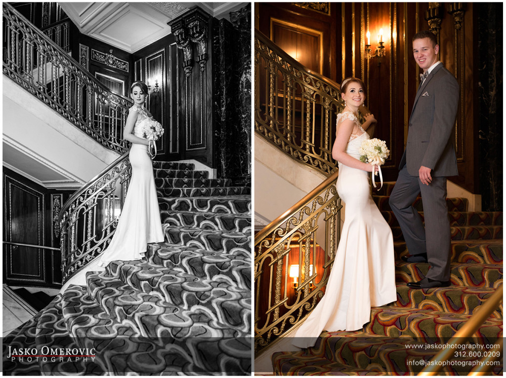 collage of bride and groom photo in the blackstone hotel