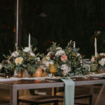 wedding venue table details, rustic theme