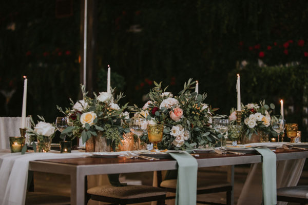 wedding venue table details, rustic theme