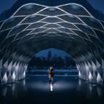 Couple engagement Photo Under Structure in Lincoln Park