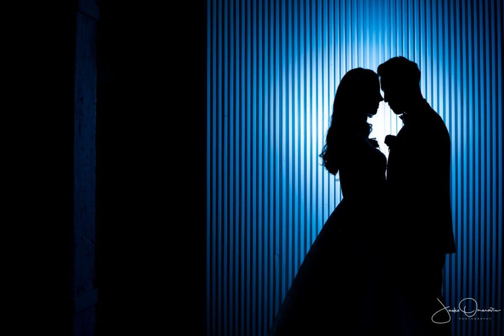 Shadows of Bride and Groom for Their Rustic Wedding
