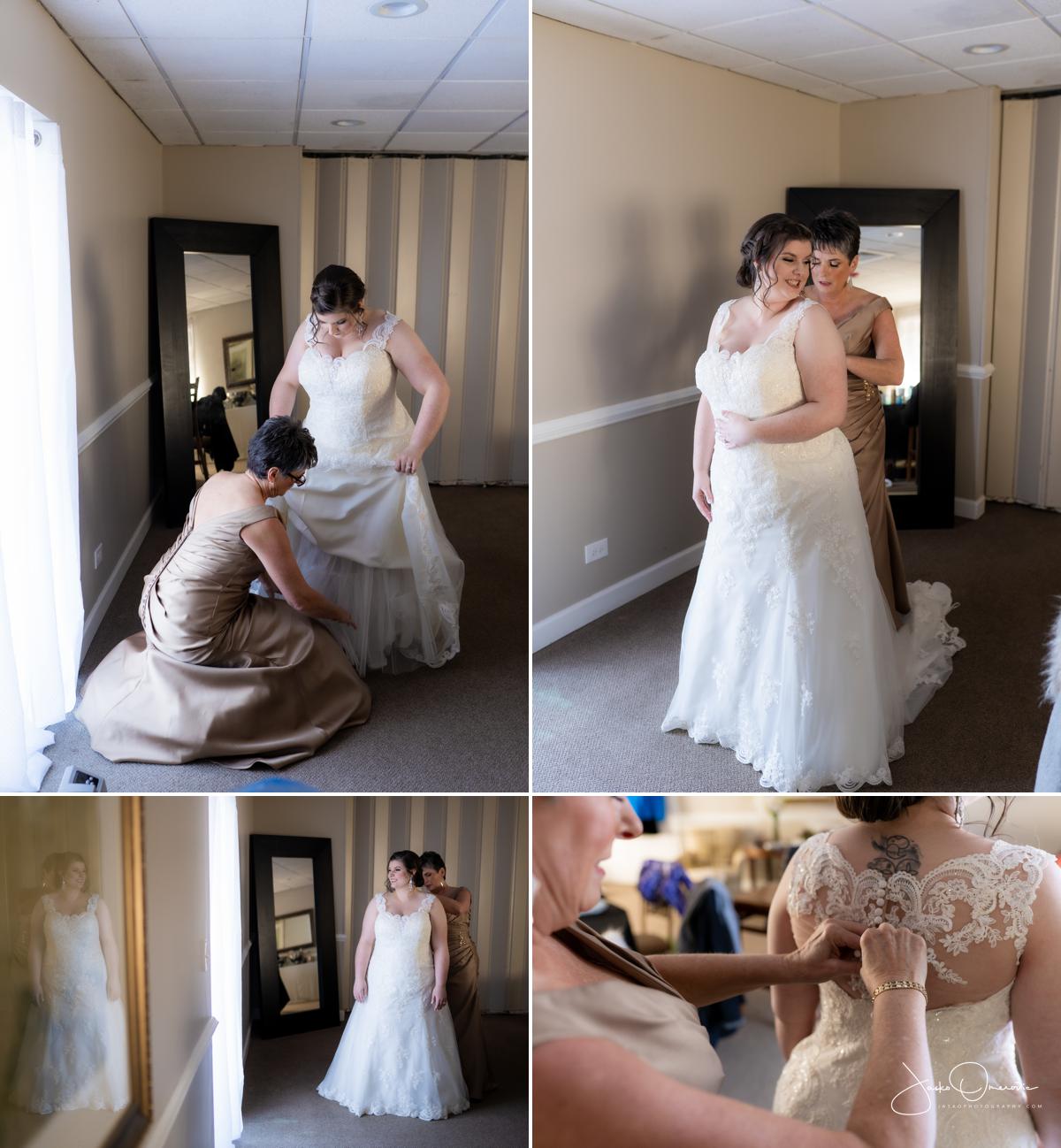 mother of the bride helping her get ready