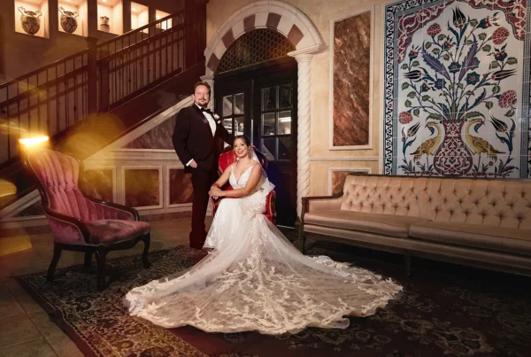 Hollywood themed portraits for bride and groom ont heir wedding day