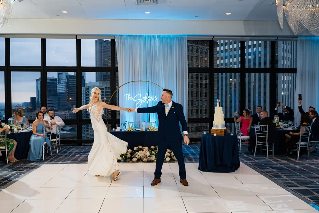 wedding reception at royal sonesta Chicago downtown first dance