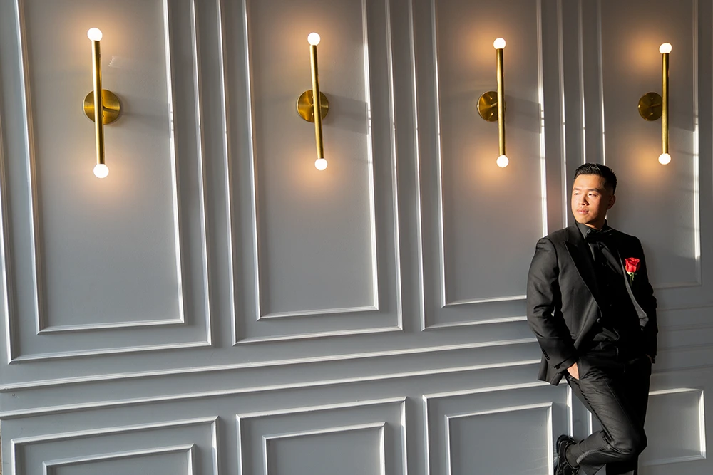 groom elegant portrait chicago wedding photographer