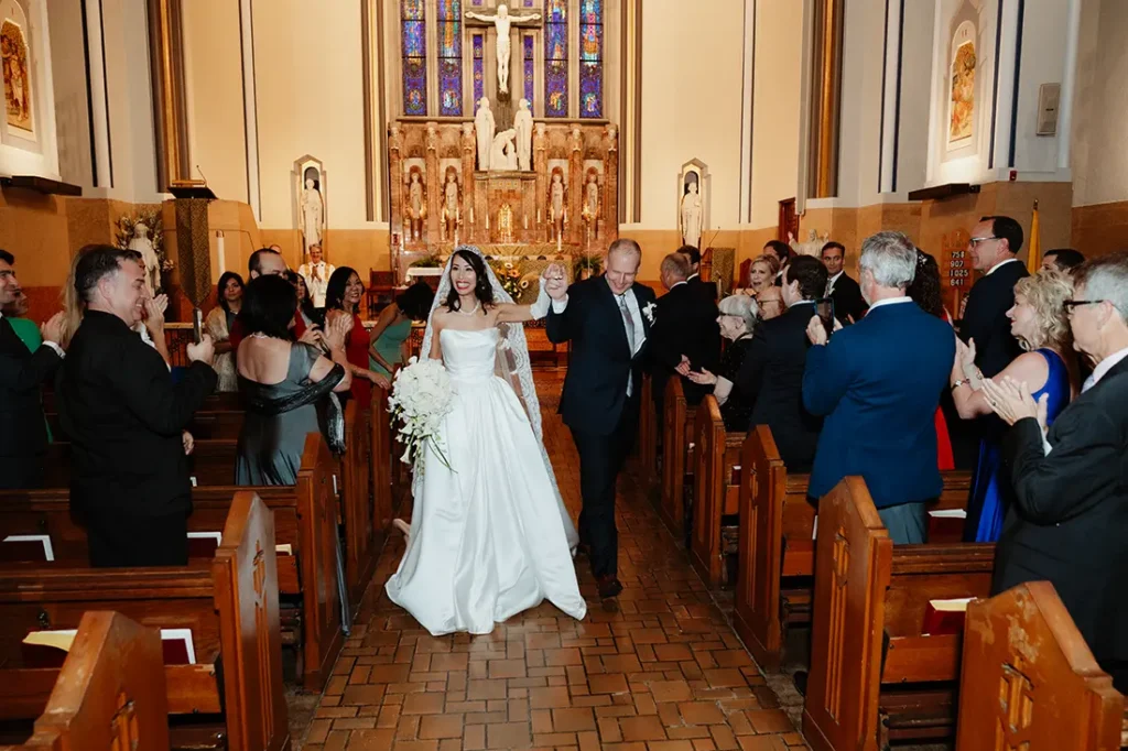 recessional wedding ceremony at St. Joseph Church in Wilmette